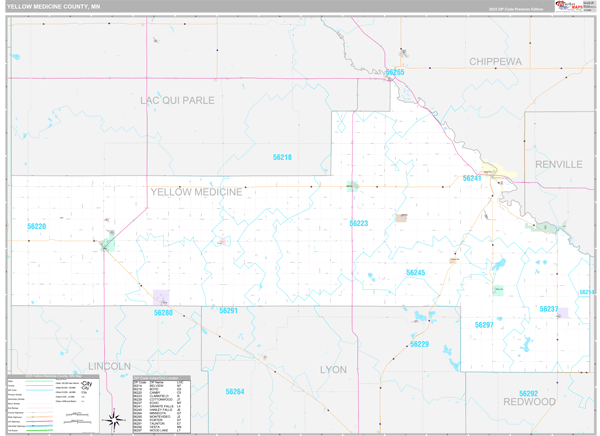 Yellow Medicine County, MN Carrier Route Wall Map